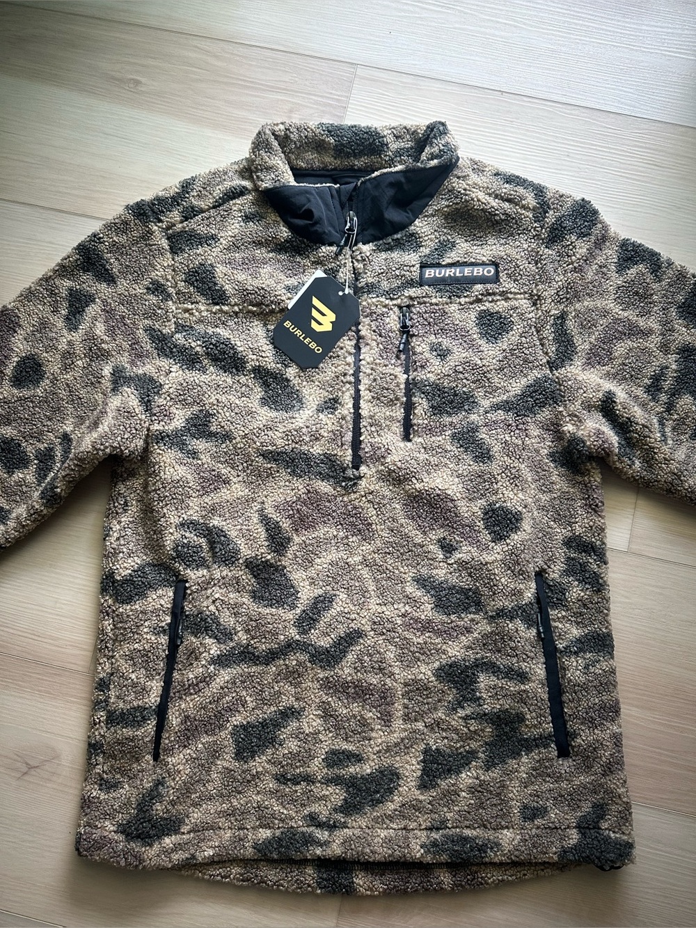 NWT! BURLEBO Sherpa Quarter Zip in Rocky Mountain Camo - Size S - Picture 2 of 6